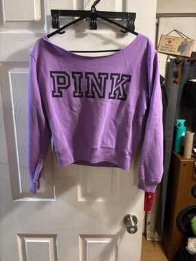 PINK Victoria's Secret Purple Off-Shoulder Sweatshirt